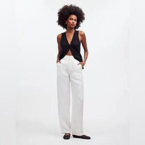 NWT Madewell Mid-Rise Straight Pants Linen Blend - White - 0 - Lighthouse White